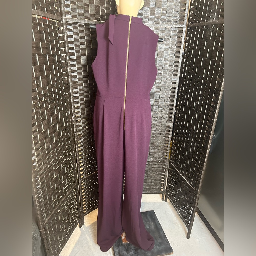 Calvin Klein aubergine gold hardware jumpsuit size 12 - Picture 3 of 13